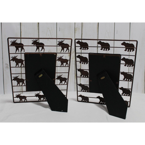 Sonoma Rustic Metal Picture Frames 4x6 Moose & Bears Brown Tabletop Cabin Lodge - Picture 4 of 6